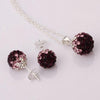 Crystal Ball Pendant Silver Plated Jewelry Set