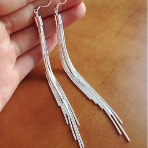 High Quality Sterling Silver Long Tassel Earrings