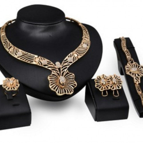 18k Gold Plated Crystal Wedding Jewelry Sets