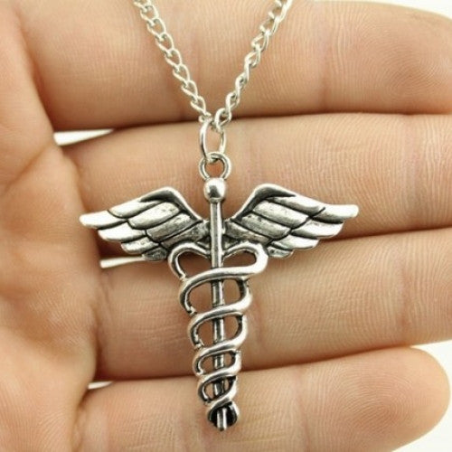 Medical Cane Antique Silver Pendant Necklace