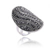 Black Rhinestone Antique Silver Plated Ring For Women