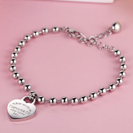 Trendy Silver Plated Beads Heart Charm