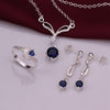 Sterling Silver Jewelry Sets Blue Crystal